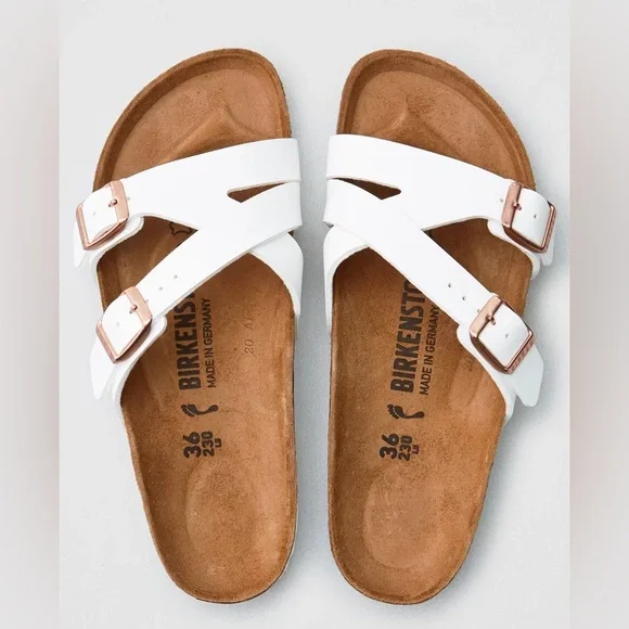 Birkenstock Sandals π€ Yao Slide Birko Floor Sandals White Sz 39 8 New - Picture 1 of 15